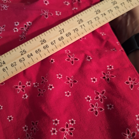 Women's Red Floral Button Down Shirt - Picture 6 of 7